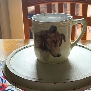 BEAUTIFUL ANTIQUE SHAVING/ MOUSTACHE MUG.  WITH LOVELY COLLIE. Stamped GERMANY .